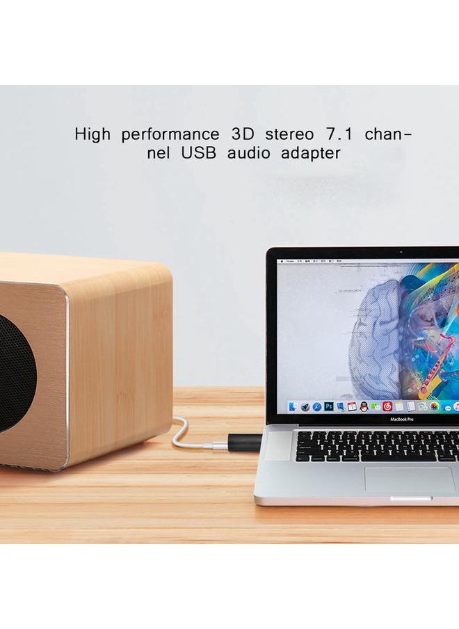 Thoraya 7.1 Channel External USB 2.0 to 3.5mm Stereo Audio Sound Card Mic Adapter Speaker (Black)  - Image 3
