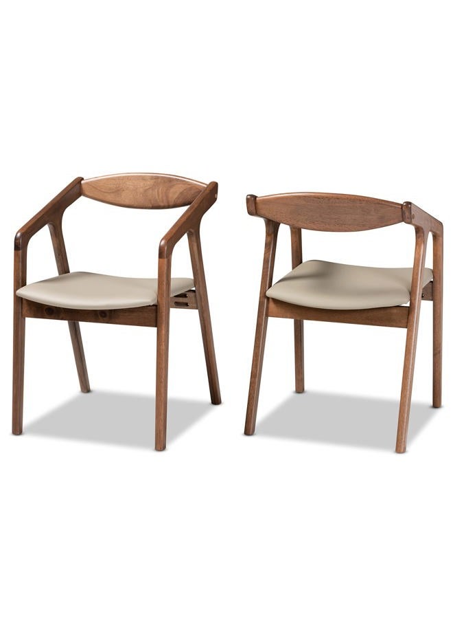 Baxton Studio Harland Dining Chairs, Grey/Walnut Brown - Image 1