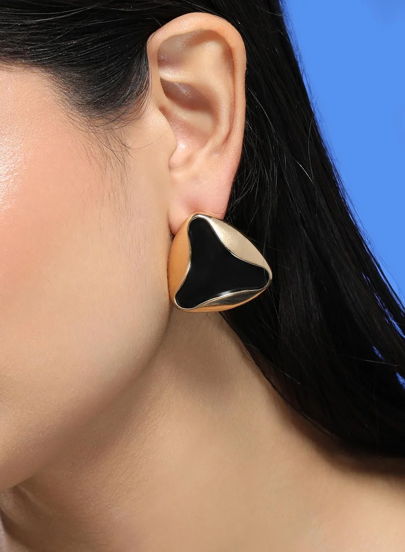 SOHI Women The Enamel-Triad Stud Earrings | Antique Gold Colour | One-Size | Artificial Stone Alloy Material | Push Back Closure | Earrings For Casual & Evening Wear