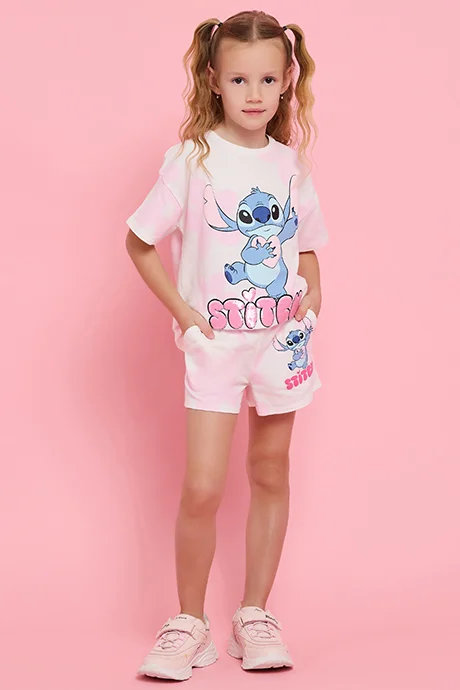 R&B Stitch Print Shorts with Drawstring Waist