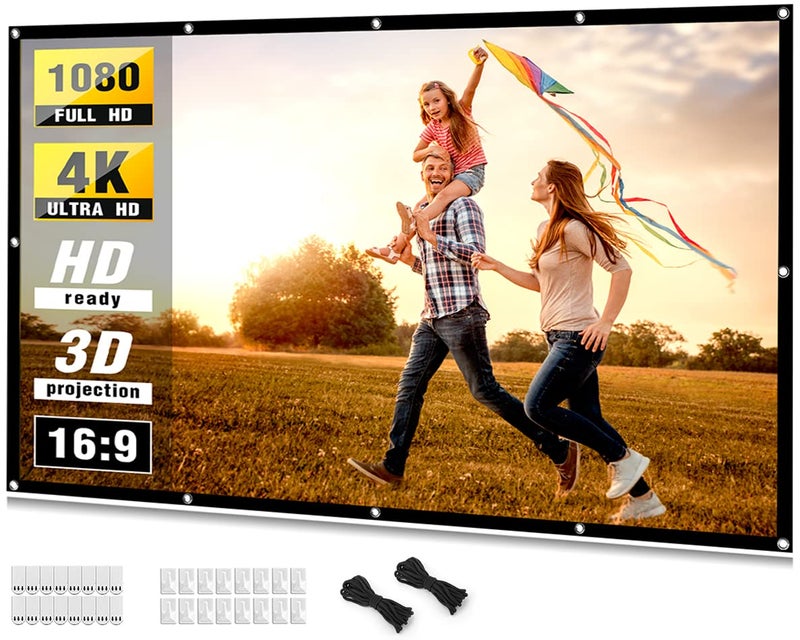 Taotique Projector Screen 100 inch, Taotique 4K Movie Projector Screen 16:9 HD Foldable and Portable Anti-Crease Indoor Outdoor Projection Double Sided Video Projector Screen for Home, Party, Office, Classroom - Image 1