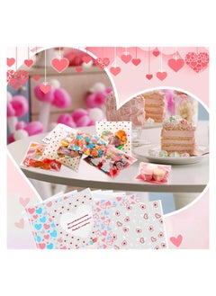 Excefore 400 Pcs Cookie Bags Hearts Cellophane Treat Bags Clear Self-adhesive Candy Bags for Holiday Party Gift Decoration Supplies, 3.94 x 3.94 Inches,  4 Styles  - Image 3