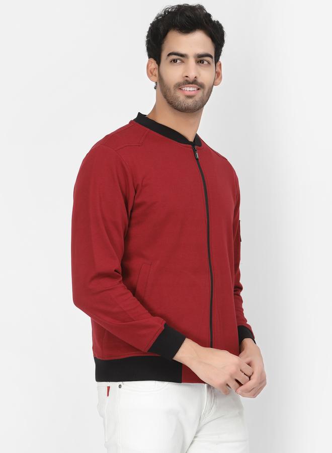 PAUSE Men Maroon Regular Fit Contrast Trim Jacket - Image 4