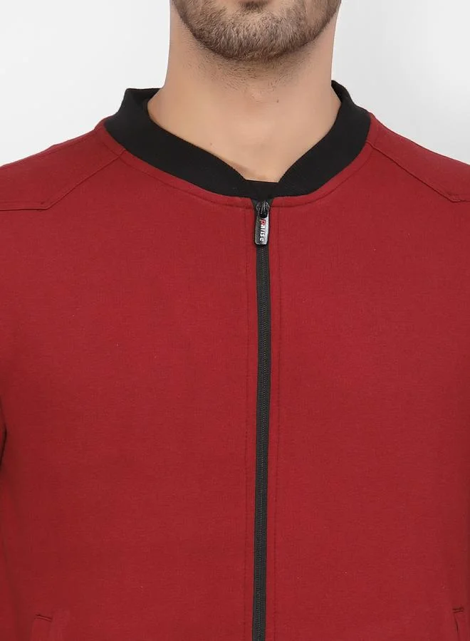 Pause  Men Maroon Regular Fit Contrast Trim Jacket for Men | Best Price UAE