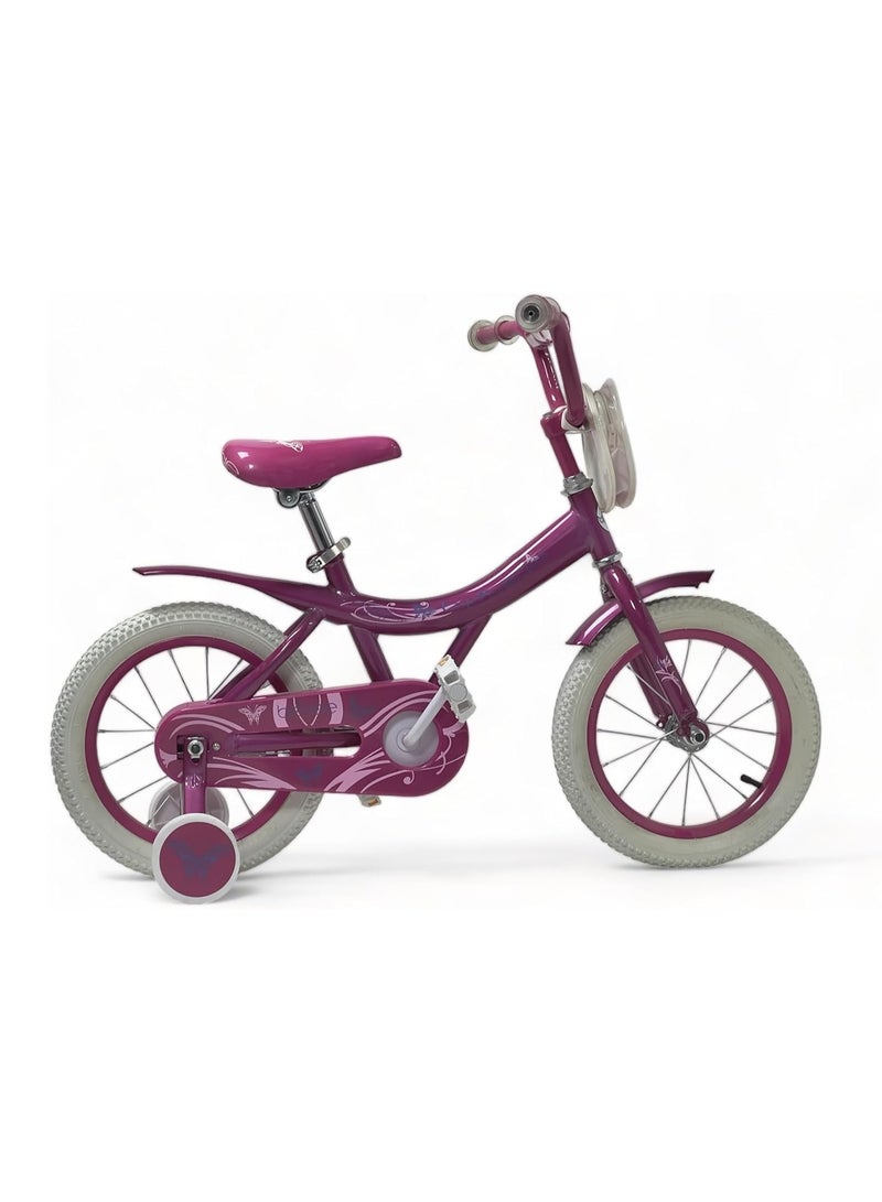 AL BADER Freestyle Kids Bike 16 Inch Bicycle for Girls Ages 7-10 Years, Purple Color, With Training Wheels, White Air Tires, With Small Bag, Hand & Foot Brakes - Image 2