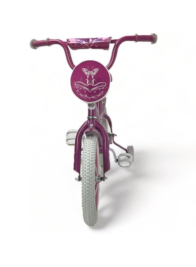 AL BADER Freestyle Kids Bike 16 Inch Bicycle for Girls Ages 7-10 Years, Purple Color, With Training Wheels, White Air Tires, With Small Bag, Hand & Foot Brakes - Image 4
