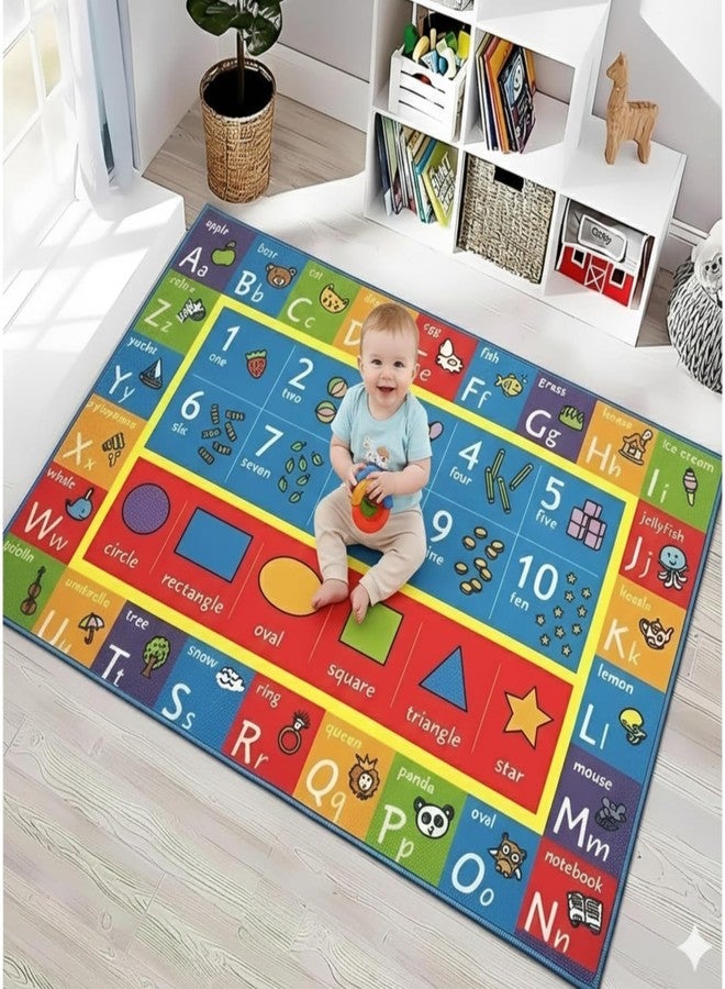Metreno Foldable Baby Play Mat for Floor 0 to 5 Years Waterproof Alphanumeric Non-Slip Children Learning and Crawling Mat Washable Soft Foam baby floor mat for Babies for Playroom Kindergarten (5.9 x 3.9 FT) - Image 1
