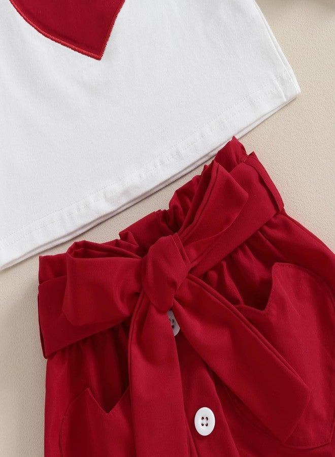 BHMAWSRT Baby Girls Clothes Heart Print Long Sleeve Sweatshirt +Wine Red Skirt Cutest Valentines Outfit (Red, 2-3T) - Image 5