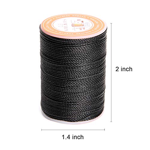 FANDOL Waxed Polyester Cord Wax-Coated Strings Waterproof Round Wax Coated Thread for Braided Bracelets DIY Accessories or Leather Sewing (Black) - Image 2