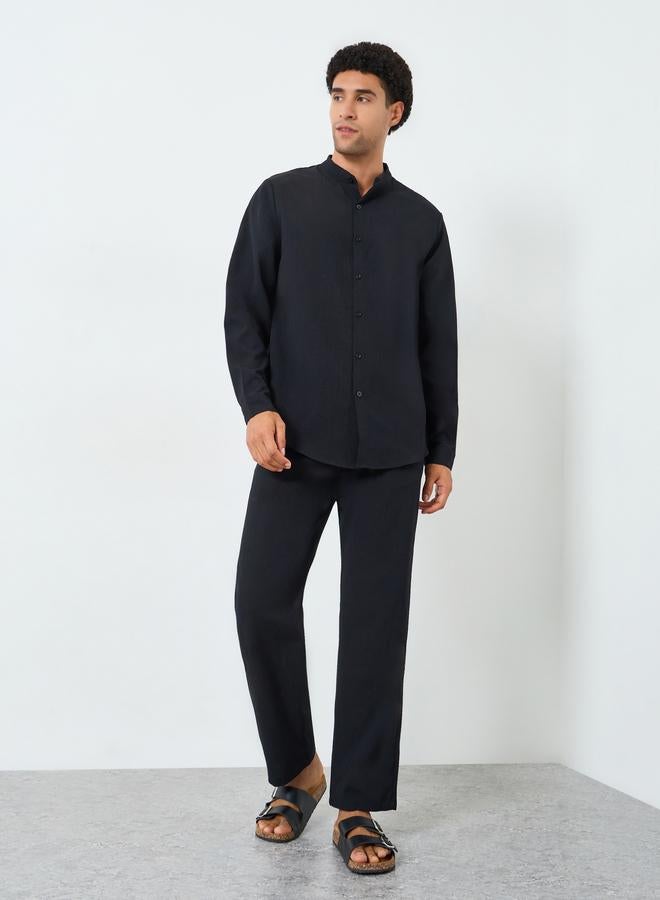 Take Two Men Textured Stand Collar Shirt and Pants Co-Ords - Image 1