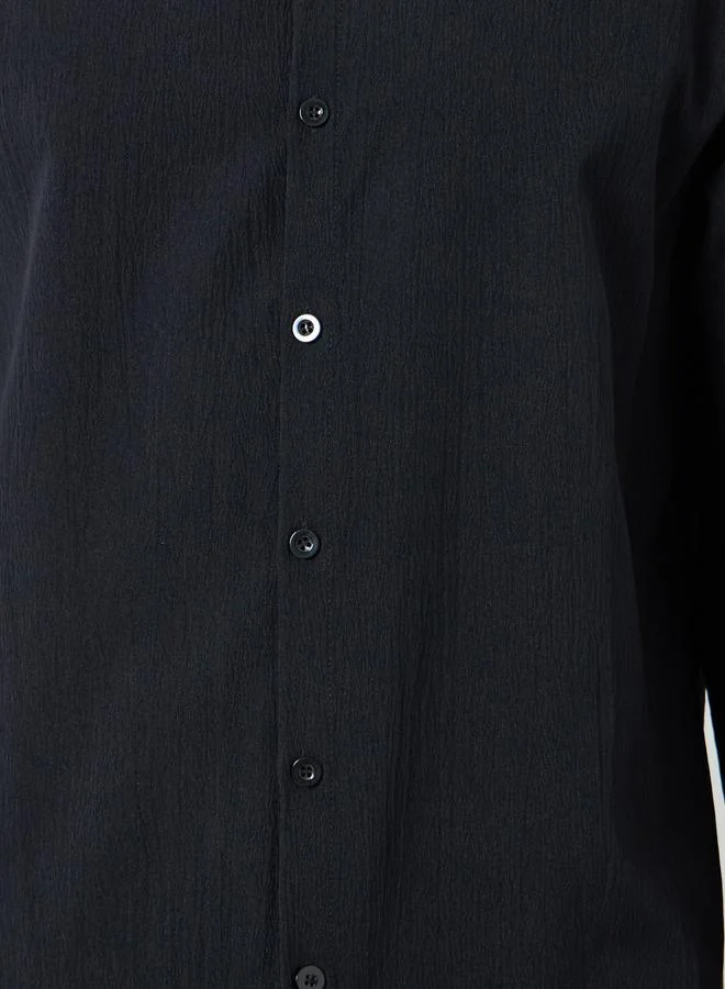 Take Two Black Men Textured Stand Collar Shirt and Pants Co-Ords for Men | Best Price UAE