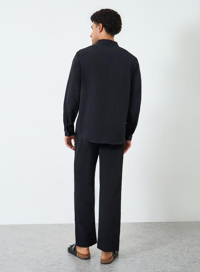 Take Two Men Textured Stand Collar Shirt and Pants Co-Ords - Image 5