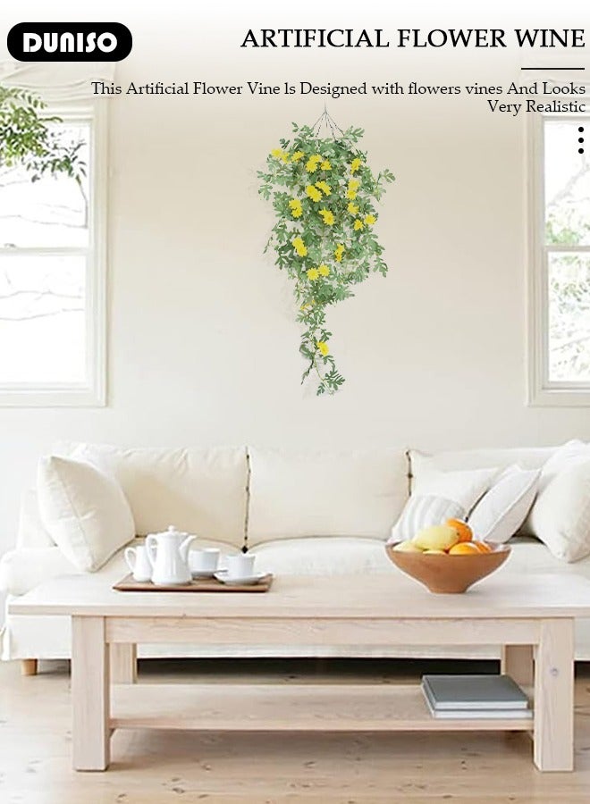 DUNISO زهور حرير صناعية من اللبلاب، نبات لبلاب صناعي مع سلة حديدية معلقة، زهرة لبلاب صناعية معلقة لتزيين الحديقة الداخلية والخارجية، فناء، حديقة، عشب - Image 2