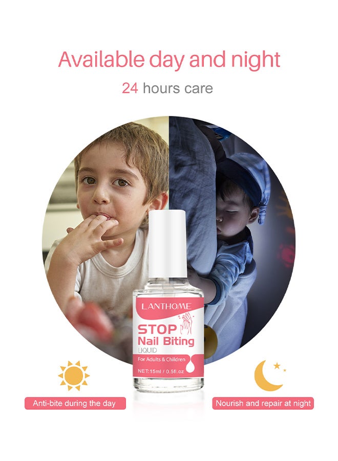 Lanthome Stop Nail Biting for Adults & Kids 15ml, Clear Stop Repair Varnish, Natural Thumb Sucking Pain Relief, Simple Application for Bite Prevention - Image 4