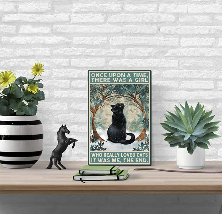 Bestylez Funny Black Cat Signs Cat Pictures Cat Poster Poster Decor Decor Decor Gifts for Women Girl - ذات مرة كانت هناك فتاة أحببت حقًا القطط 8 × 12 بوصة (513) - Image 5