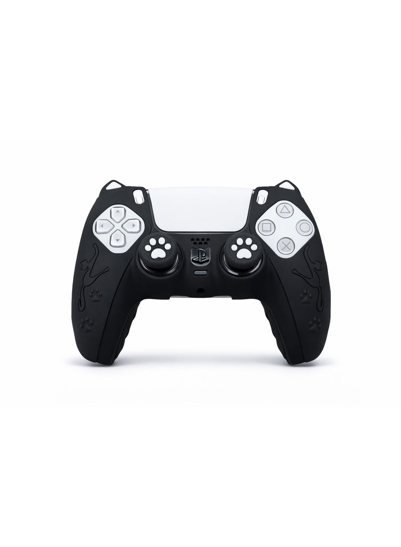 جراب PS5 أسود تصميم قطة مع أغطية أنالوج - Image 5