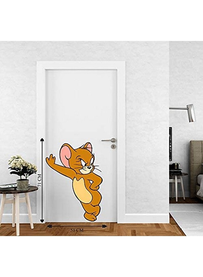 Kaushiki Collection Kaushiki Collection Polyvinyl Chloride Jerry Door Sticker for Living Room, Bedroom, Office (Standard, Multicolour) - Image 3