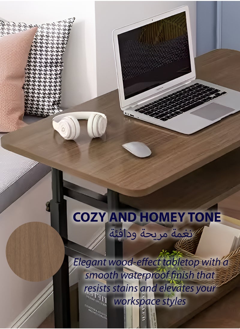 Toshionics Adjustable Laptop Desk Office Home Computer End Table For Bedroom Living Room Writing Study Gaming Sofa Side Stand with Bottom Storage Rack And Keyboard Tray Overbed Couch Snack Lazy Table 60x40cm  - Image 4