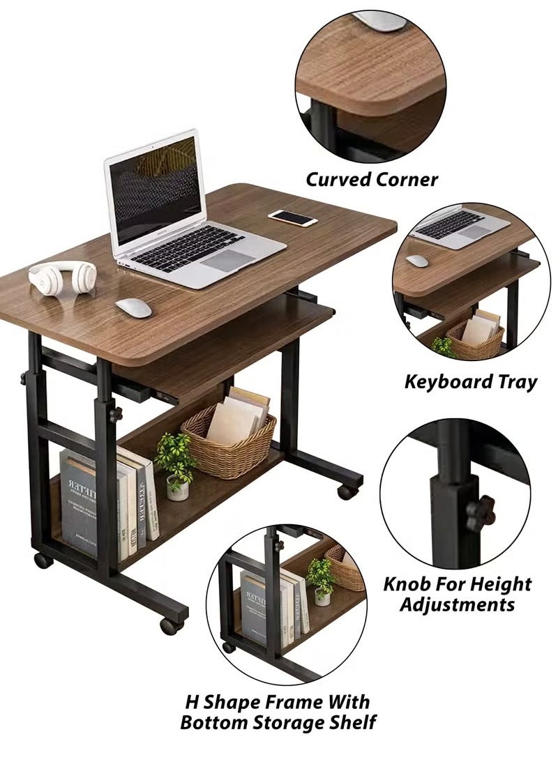 Toshionics Adjustable Laptop Desk Office Home Computer End Table For Bedroom Living Room Writing Study Gaming Sofa Side Stand with Bottom Storage Rack And Keyboard Tray Overbed Couch Snack Lazy Table 60x40cm  - Image 5