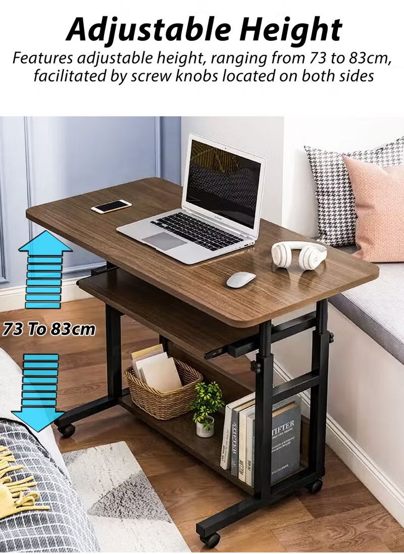 Toshionics - Adjustable Laptop Desk Office Home Computer End Table For Bedroom Living Room Writing Study Gaming Sofa Side Stand with Bottom Storage Rack And Keyboard Tray Overbed Couch Snack Lazy Table 60x40cm - Image 1