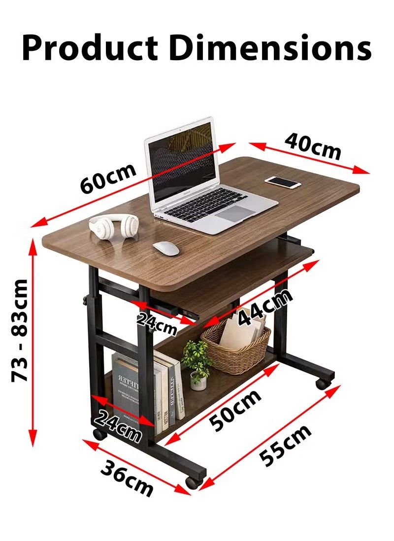 Toshionics - Adjustable Laptop Desk Office Home Computer End Table For Bedroom Living Room Writing Study Gaming Sofa Side Stand with Bottom Storage Rack And Keyboard Tray Overbed Couch Snack Lazy Table 60x40cm - Image 1