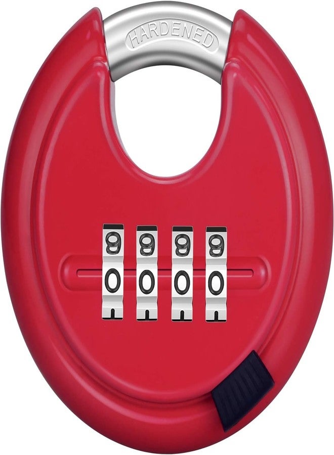 GION Combination Disc Padlock with Hardened Steel Shackle, Keyless Heavy Duty 4 Digit Lock for Outdoor Sheds Fence, Gate Hasps, Storage Unit, School Gym Locker (1Pcs) (Red) - Image 1