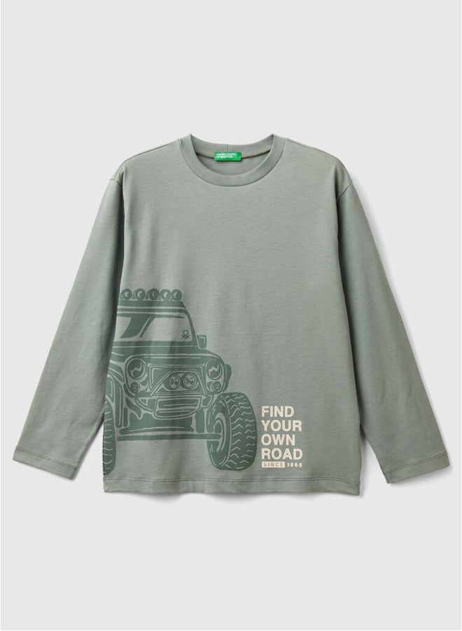 بينيتون تيشيرت أولاد مطبوع بأكمام طويلة - Image 4