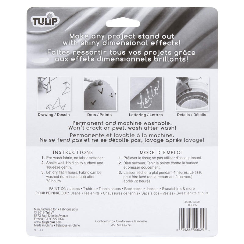 TULIP 17581 Dimensional Metallic Fabric Paint, 6-Pack (Slick), 1.25 oz (TUDFP6PK) - Image 3