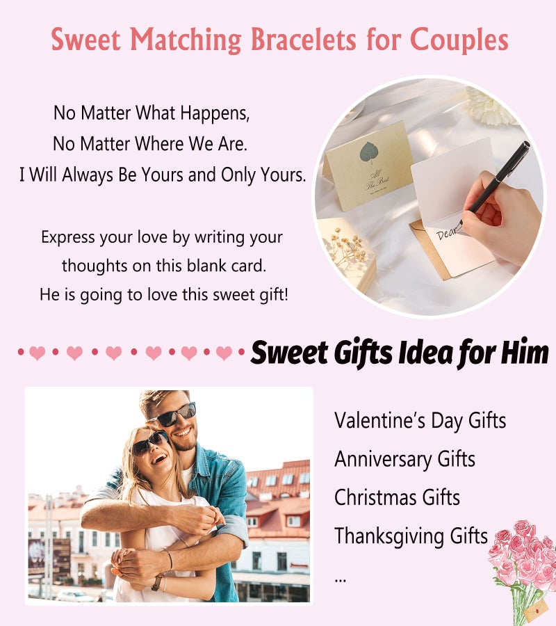 UNGENT THEM Matching Couples Relationship Bracelets Anniversary Sweetest Valentines Birthday Gifts for Him Her Boyfriend Girlfriend - Image 5