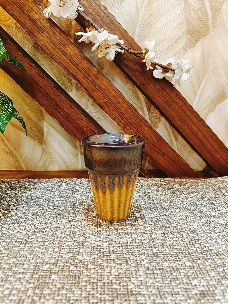Caffeine Ceramic Handmade Golden Studio kulhad Cup Set of 2 - Image 2