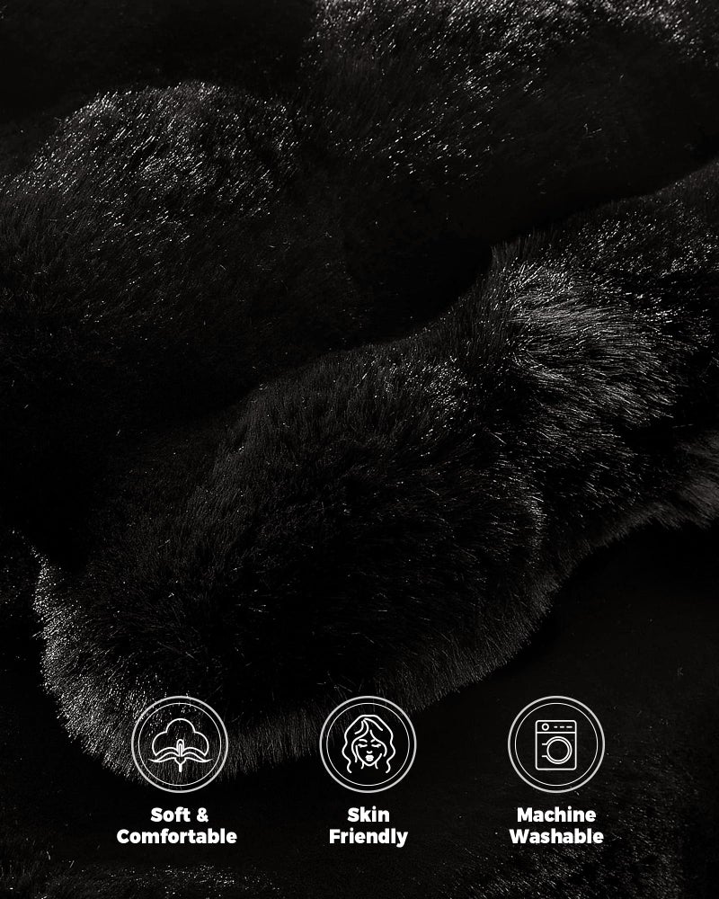 blunique Ultra Soft Cozy Faux Fur Throw Blanket, Fuzzy Plush Thick Bubble Blanket, Luxury Fluffy Blanket for Couch, Sofa, Bedroom, and Living Room, 50x60 Inches, Black - Image 5