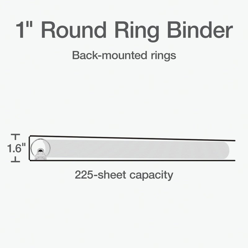 Oxford 1 Inch Binder, Durable 3 Ring 1 Inch with View Cover, XtraLife Hinge, Non-Stick PVC-Free, Blue, 225-Sheet Capacity, Single Binder (1017670) - Image 2