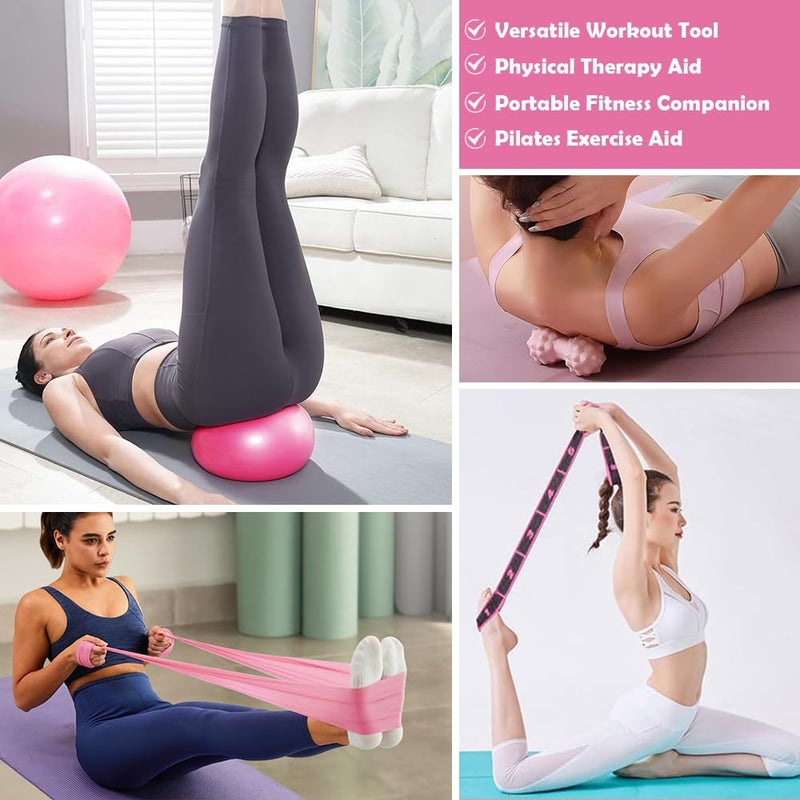 ENERACES Pilates Ring Set for Women - Home Workout Equipment with 14'' Magic Circle, Ball & 6 Resistance Bands | Complete Pilates Kit for Core, Strength, Gift for Pilates and Yoga Trainer - Image 3