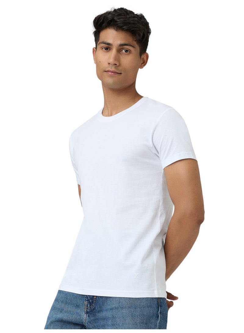 XYXX Men's Super Combed Cotton Regular Fit Pace Crew Neck Half Sleeve T-Shirt White - Image 3