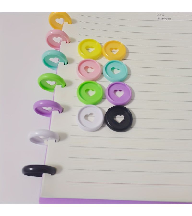 White 24MM 100pcs Plastic Heart Shaped Binding Rings For Spiral Noteboooks Mushroom Holes T Shaped Discs Binding Cds - Image 4