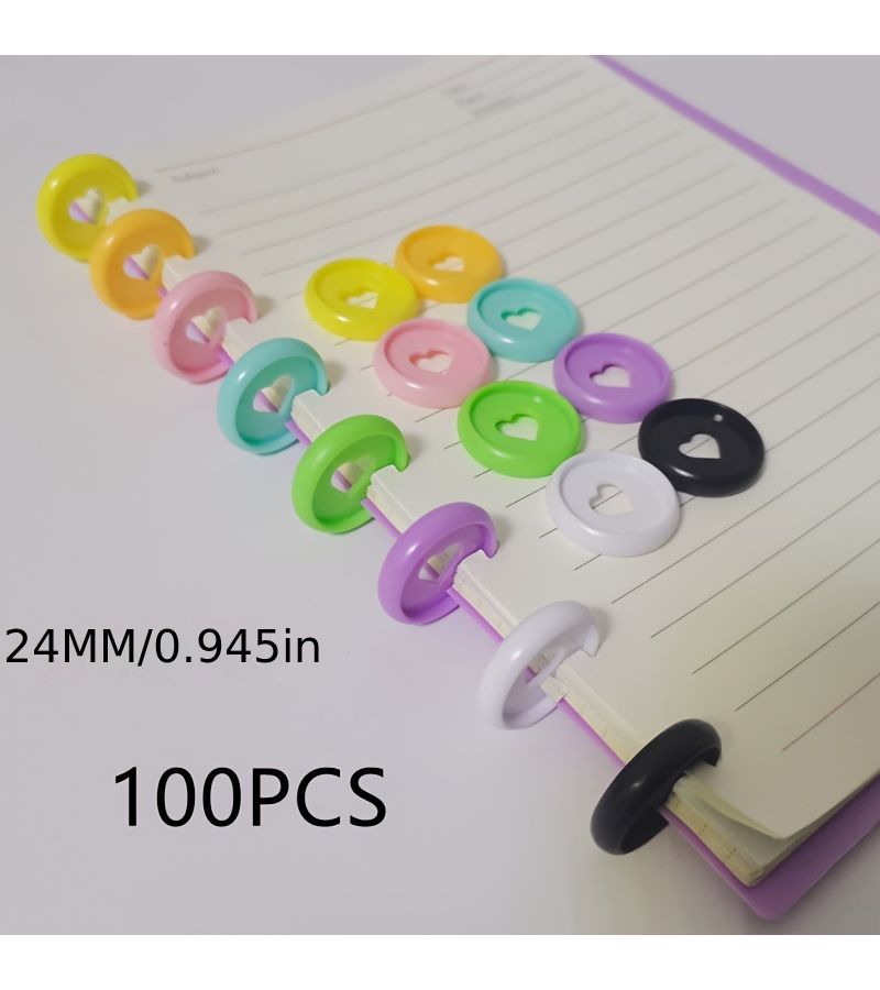 White 24MM 100pcs Plastic Heart Shaped Binding Rings For Spiral Noteboooks Mushroom Holes T Shaped Discs Binding Cds - Image 3