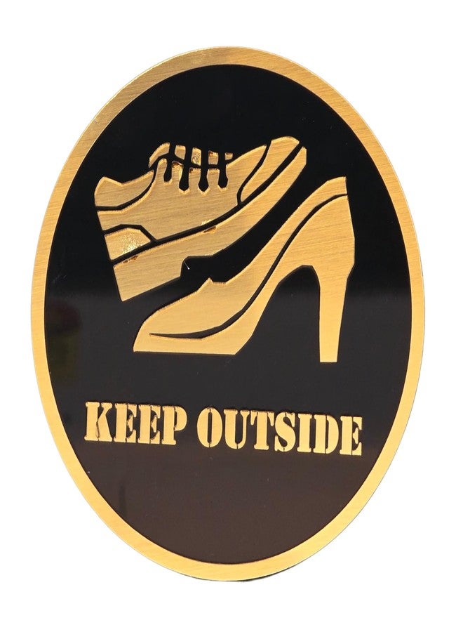 Genesis Arts REMOVE FOOTWARE Signage, Self-Adhesive Black Golden Acrylic Sign Board for Hotel, Restaurant, Shop, Café, Hospital, School, Office, Company, Mall – Remove Footwear Precise Laser Cutting - Image 1