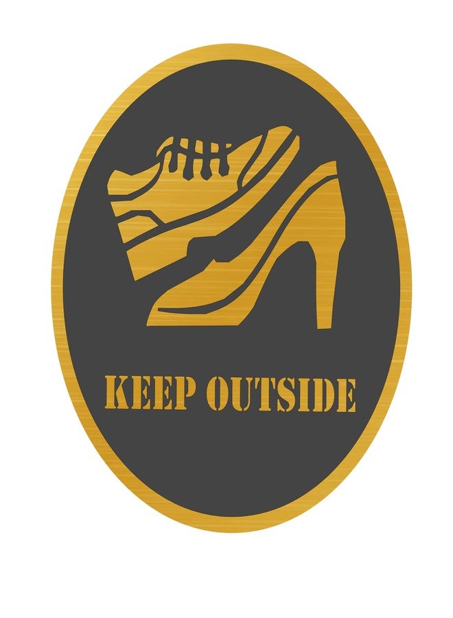 Genesis Arts REMOVE FOOTWARE Signage, Self-Adhesive Black Golden Acrylic Sign Board for Hotel, Restaurant, Shop, Café, Hospital, School, Office, Company, Mall – Remove Footwear Precise Laser Cutting - Image 2