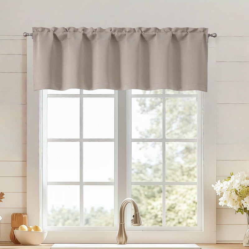 OWENIE Stone Valances for Windows Small Blackout Curtains for Kitchen Bedroom Living Room Rod Pocket Privacy Modern Solid Short Window Treatment Valance Bathroom Panels 60 Wx14 L1 Piece