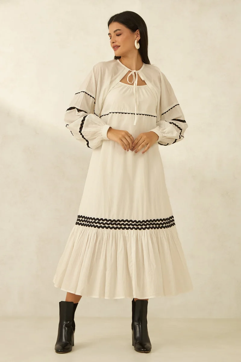 فيرجيو Cotton Shrug Brunchwear With Puff Sleeves for Women
