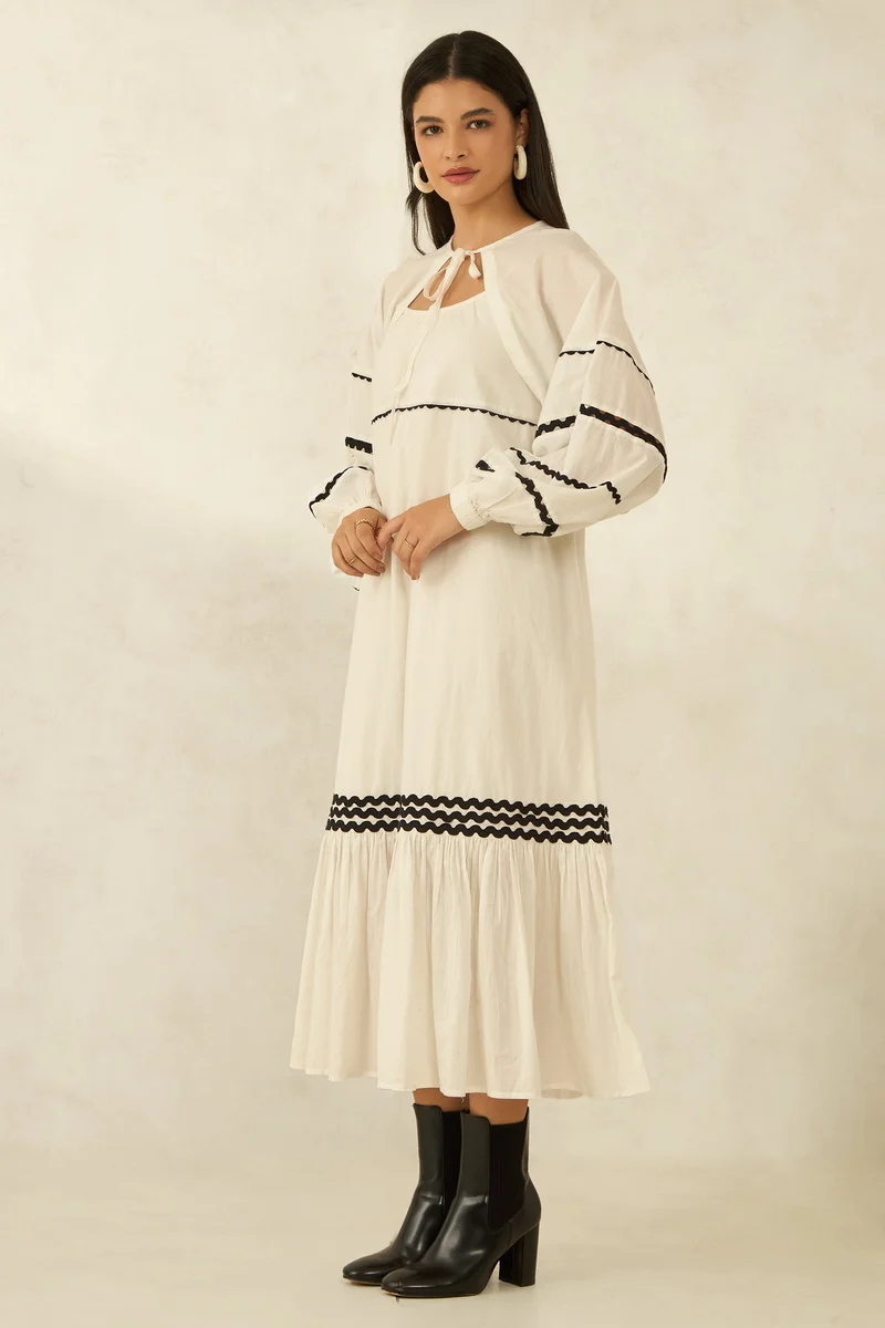 فيرجيو Cotton Shrug Brunchwear With Puff Sleeves for Women