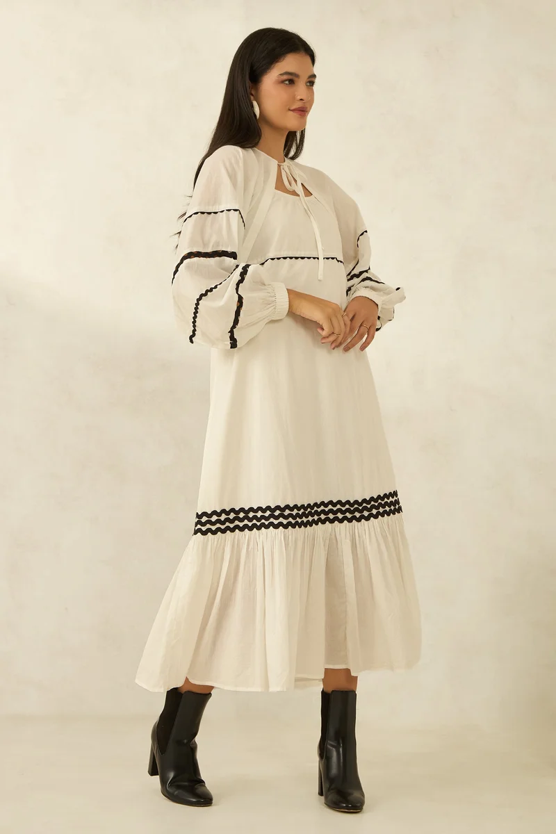 فيرجيو Cotton Shrug Brunchwear With Puff Sleeves for Women