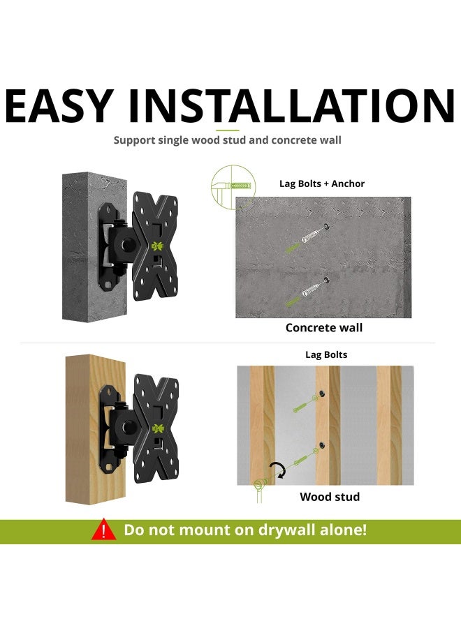 حامل تلفاز جداري مع قابلية التعديل والإمالة والدوران لشاشات LED وLCD وOLED من 10 إنش إلى 26 إنش، بحجم VESA يصل إلى 100X100 مم وسعة وزن تصل إلى 22 رطل XMS002 - Image 4