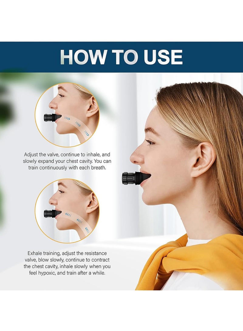 Generic Breathing Training Device, Portable Adjustable Resistance Lung Exerciser, Silicone Adjust Resistance Lung Exerciser Device Handheld, for Daily Care and Exercise  - Image 4