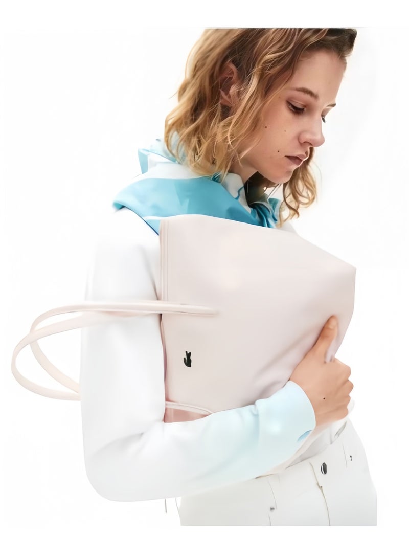 لاكوست حقيبة يد نسائية من لاكوست L12.12 كونسبت، عصرية ومتعددة الاستخدامات، بسعة كبيرة، بسحاب، حقيبة كتف واحدة، حقيبة تسوق متوسطة باللون الوردي - Image 2