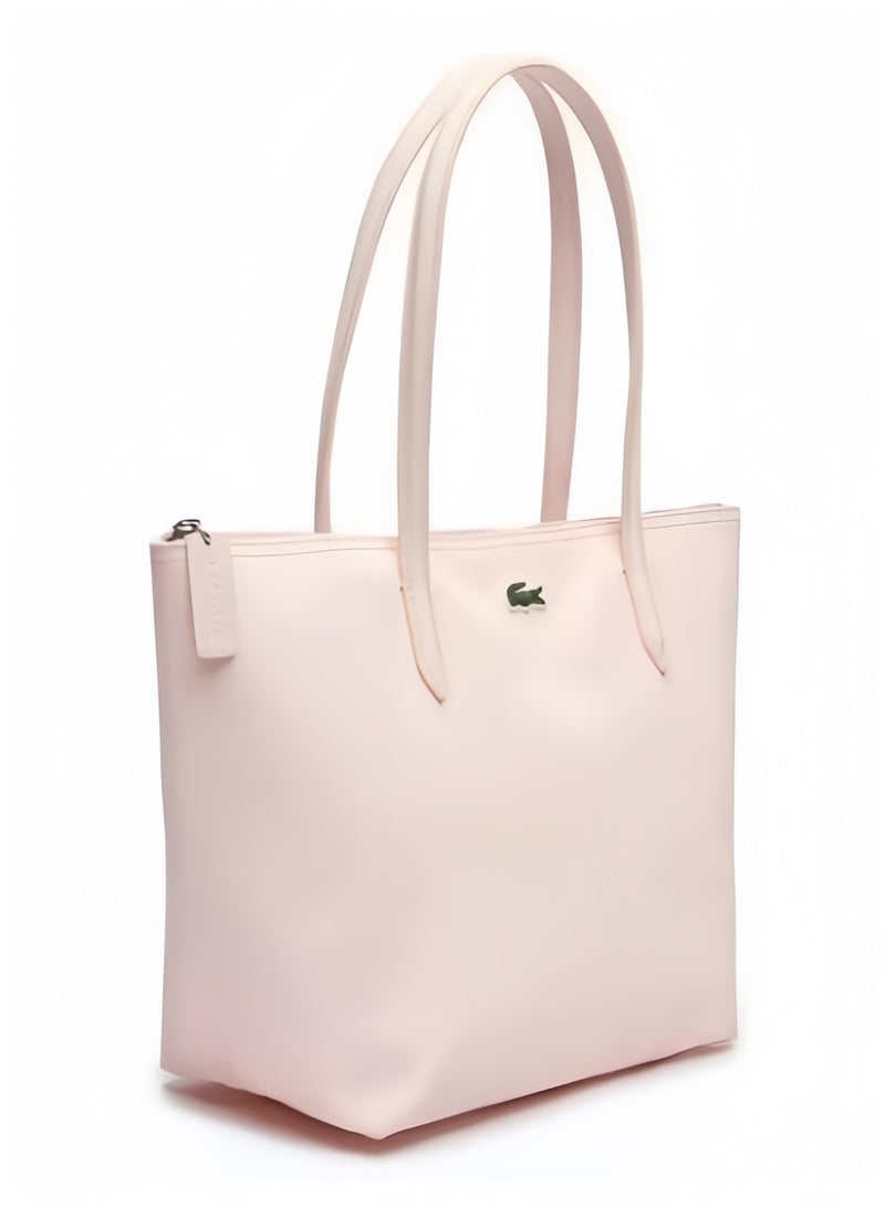 لاكوست حقيبة يد نسائية من لاكوست L12.12 كونسبت، عصرية ومتعددة الاستخدامات، بسعة كبيرة، بسحاب، حقيبة كتف واحدة، حقيبة تسوق متوسطة باللون الوردي - Image 3