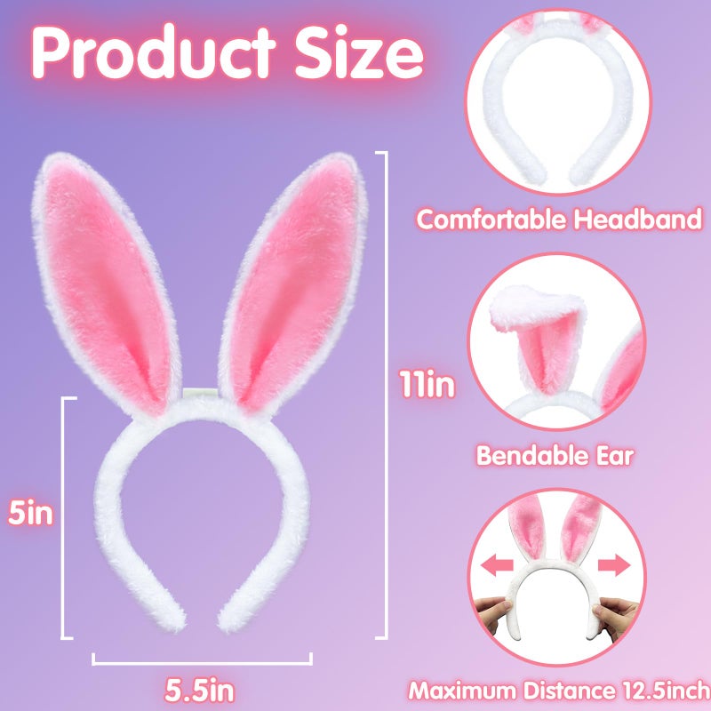 Camlinbo 6 PCS LED Light up Bunny Ears, Plush Rabbit Ear Headband Easter Gifts Basket Stuffers Party Favor Supplies for Women Girls Boys - Image 2