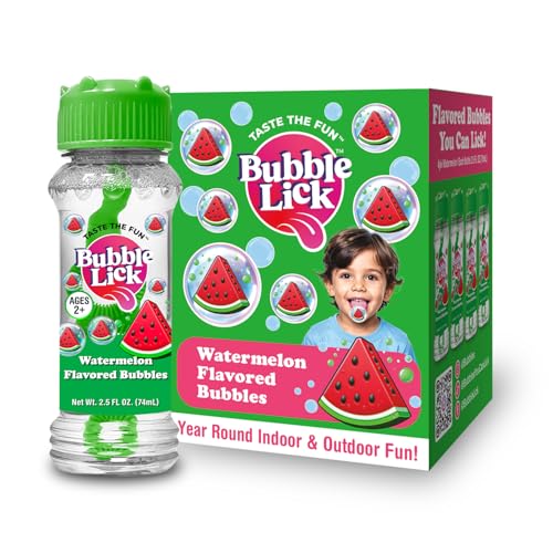 BubbleLick Bubble Lick Watermelon Flavored Bubbles 4 Pack USA Made Safe to Lick Fun for Kids Families and Dogs - Image 1