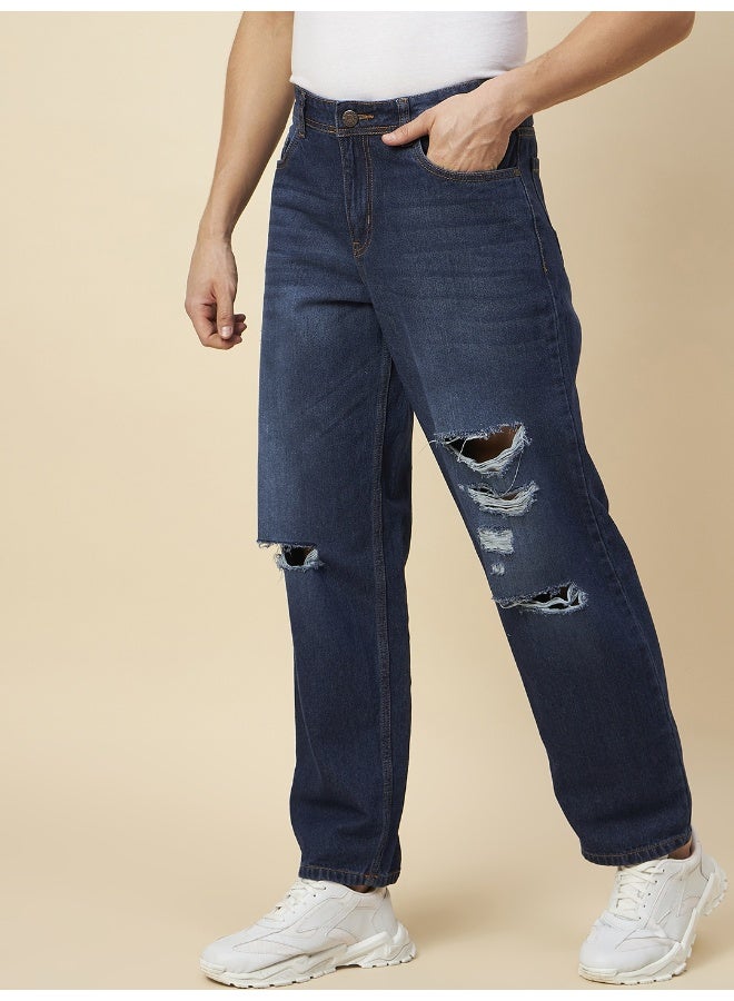 HIGH STAR Men's Dark Blue Jeans - Classic Fit for Everyday Wear  - Image 2