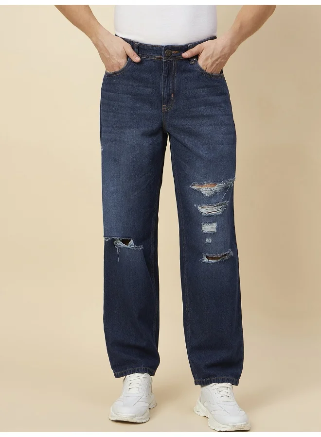 HIGH STAR Men's Dark Blue Jeans - Classic Fit for Everyday Wear